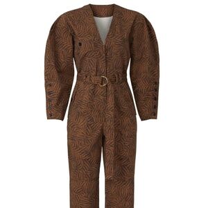 Ulla Johnson  Ezra brown zebra jumpsuit 12 L XL